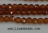 CTG554 15.5 inches 4mm faceted round tiny orange garnet beads