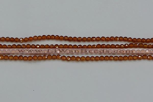 CTG554 15.5 inches 4mm faceted round tiny orange garnet beads