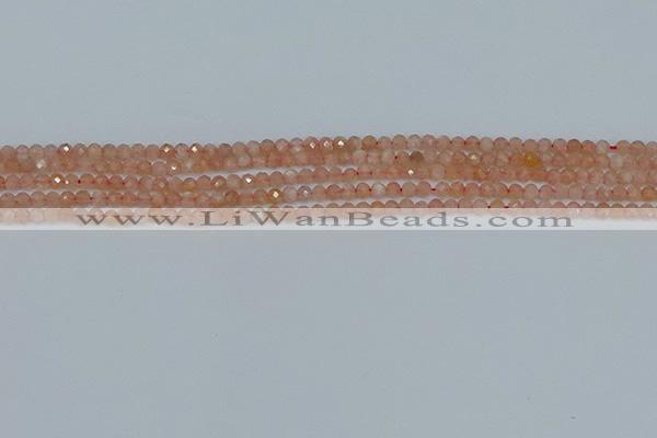 CTG607 15.5 inches 3mm faceted round peach moonstone beads