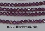 CTG619 15.5 inches 2mm faceted round Indian purple garnet beads