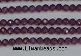 CTG620 15.5 inches 3mm faceted round Indian purple garnet beads