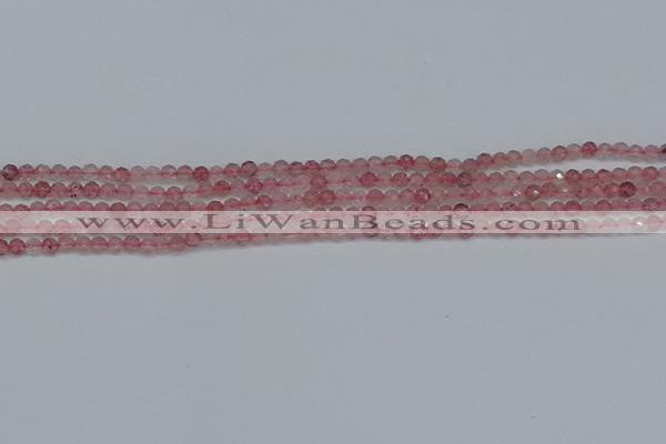 CTG625 15.5 inches 2mm faceted round strawberry quartz beads