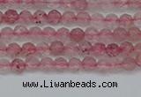 CTG626 15.5 inches 3mm faceted round strawberry quartz beads