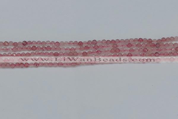 CTG626 15.5 inches 3mm faceted round strawberry quartz beads