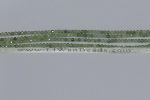 CTG634 15.5 inches 3mm faceted round green rutilated quartz beads