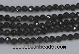 CTG641 15.5 inches 2mm faceted round golden black obsidian beads