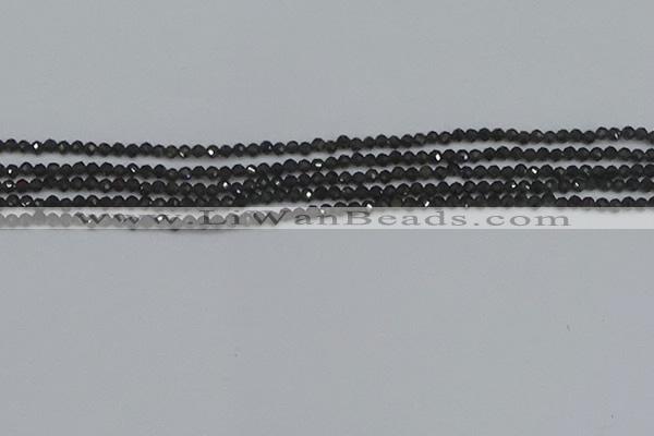 CTG641 15.5 inches 2mm faceted round golden black obsidian beads