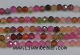 CTG651 15.5 inches 2mm faceted round tourmaline gemstone beads