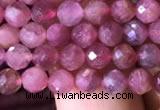 CTG708 15.5 inches 5mm faceted round tiny pink tourmaline beads