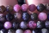 CTG727 15.5 inches 5mm faceted round tiny tourmaline beads