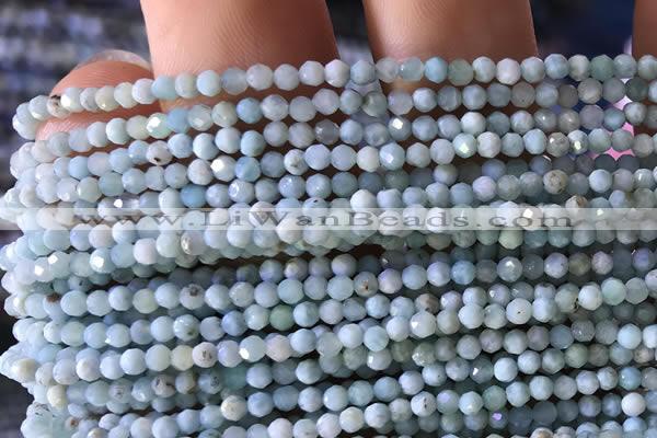 CTG769 15.5 inches 3mm faceted round tiny larimar gemstone beads