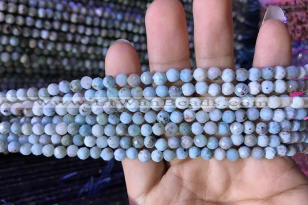 CTG770 15.5 inches 4mm faceted round tiny larimar gemstone beads