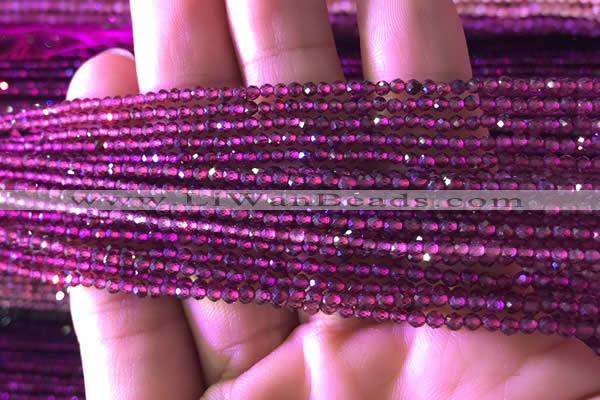 CTG804 15.5 inches 2mm faceted round tiny purple garnet beads