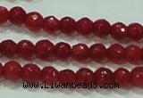 CTG81 15.5 inches 2mm faceted round tiny red coral beads wholesale