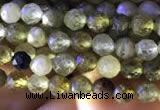 CTG819 15.5 inches 4mm faceted round tiny green garnet beads