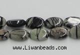 CTJ10 16 inches 8*12mm oval black water jasper beads wholesale