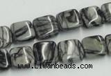 CTJ15 16 inches 12*12mm square black water jasper beads wholesale