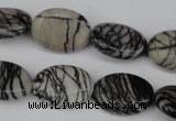 CTJ220 15.5 inches 15*20mm oval black water jasper beads wholesale