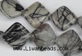 CTJ264 15.5 inches 15*15mm diamond black water jasper beads