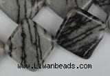 CTJ266 15.5 inches 20*20mm diamond black water jasper beads