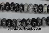 CTJ32 15.5 inches 6*12mm rondelle black water jasper beads wholesale