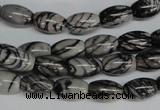 CTJ38 15.5 inches 8*12mm rice black water jasper beads wholesale