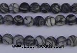 CTJ400 15.5 inches 4mm round matte black water jasper beads