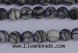 CTJ401 15.5 inches 6mm round matte black water jasper beads