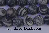 CTJ402 15.5 inches 8mm round matte black water jasper beads