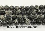 CTJ415 15.5 inches 14mm round black water jasper gemstone beads wholesale