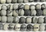 CTJ430 15 inches 4mm round matte black water jasper beads