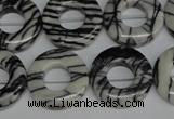 CTJ69 15.5 inches 20mm donut black water jasper beads wholesale