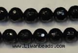 CTO109 15.5 inches 10mm faceted round natural black tourmaline beads