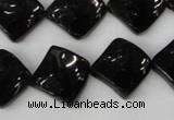 CTO130 15.5 inches 15*15mm twisted diamond black tourmaline beads