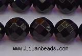 CTO139 15.5 inches 12mm faceted round black tourmaline beads