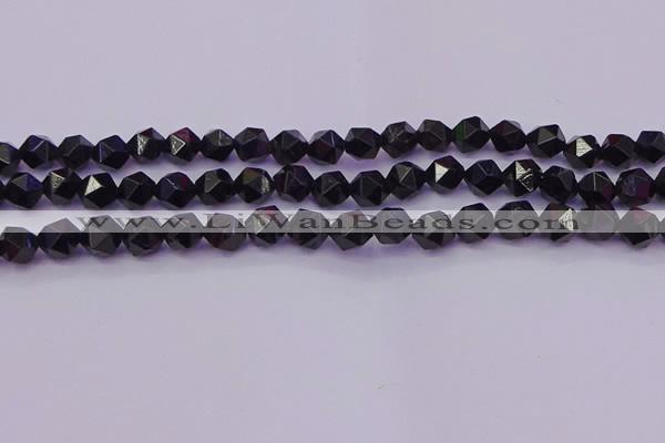 CTO645 15.5 inches 6mm faceted nuggets black tourmaline beads