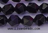 CTO647 15.5 inches 10mm faceted nuggets black tourmaline beads