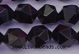 CTO648 15.5 inches 12mm faceted nuggets black tourmaline beads