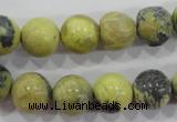 CTP104 15.5 inches 12mm round yellow pine turquoise beads wholesale