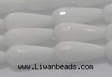 CTR105 15.5 inches 8*20mm faceted teardrop white porcelain beads