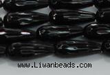 CTR109 15.5 inches 8*20mm faceted teardrop black agate beads