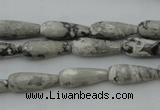 CTR11 15.5 inches 6*16mm faceted teardrop grey picture jasper beads