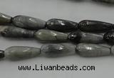 CTR12 15.5 inches 6*16mm faceted teardrop eagle eye jasper beads