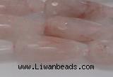 CTR132 15.5 inches 10*30mm faceted teardrop pink quartz beads