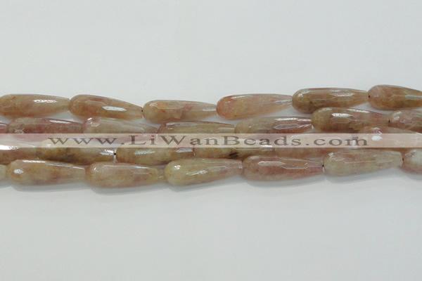 CTR134 15.5 inches 10*30mm faceted teardrop strawberry quartz beads