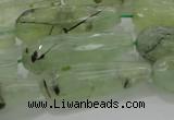 CTR136 15.5 inches 10*30mm faceted teardrop green rutilated quartz beads