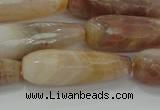 CTR141 15.5 inches 10*30mm faceted teardrop yellow agate beads