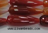 CTR142 15.5 inches 10*30mm faceted teardrop red agate beads