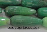 CTR144 15.5 inches 10*30mm faceted teardrop grass agate beads