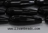 CTR145 15.5 inches 10*30mm faceted teardrop black agate beads